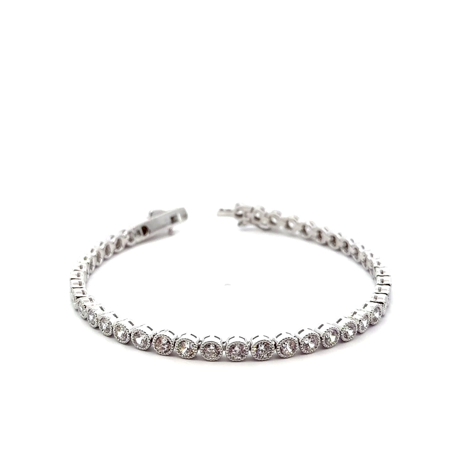 Sterling Silver Filigree Style Tennis Bracelet