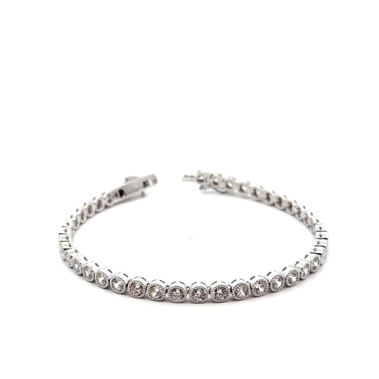 Sterling Silver Filigree Style Tennis Bracelet