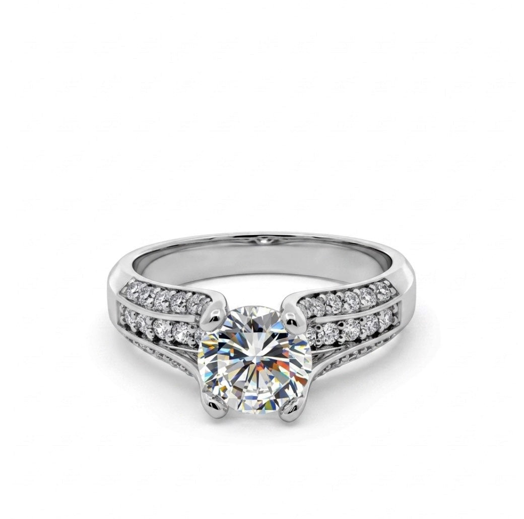Sterling Silver Radiant Pave Encrusted Ring