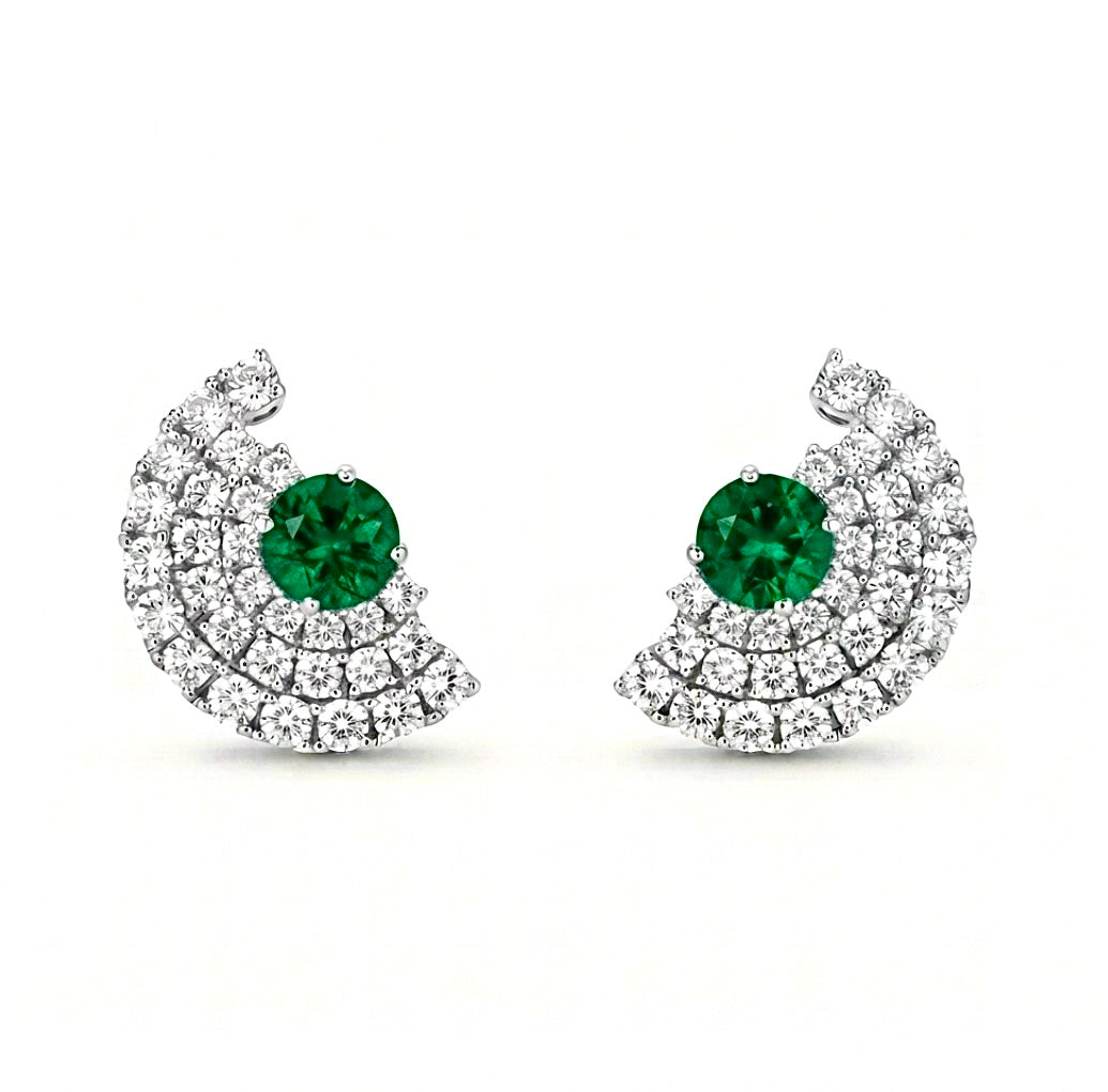 Emerald Cubic Zirconia Stud Earrings