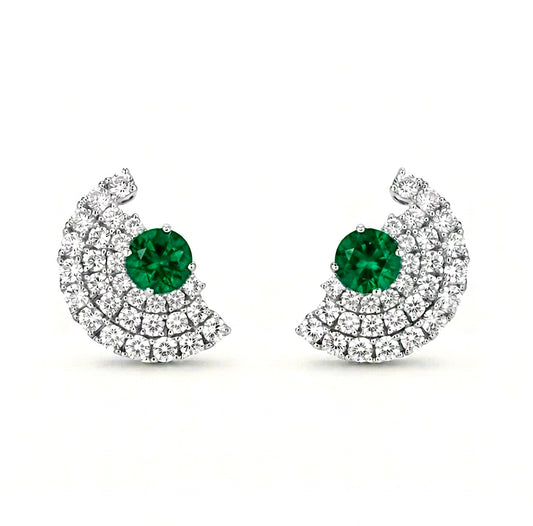 Emerald Cubic Zirconia Stud Earrings
