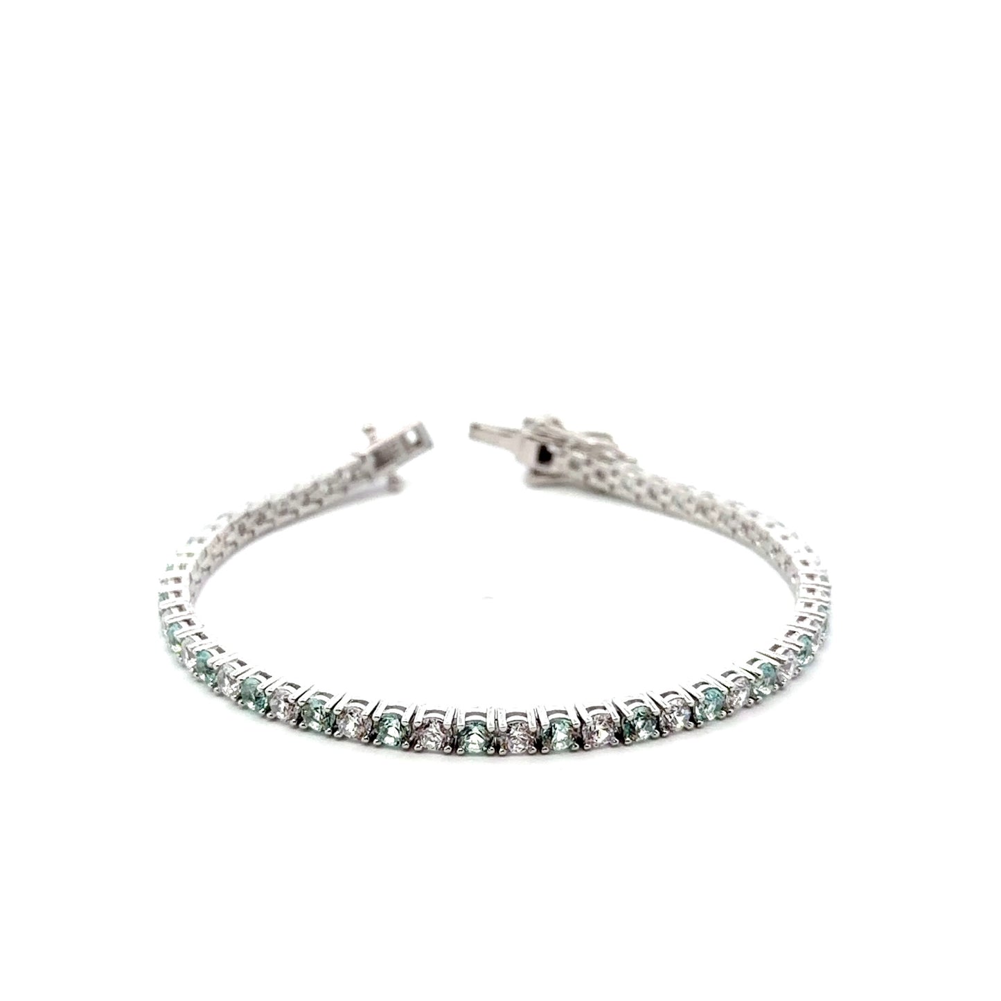 Sterling Silver Alternating Color Tennis Bracelet