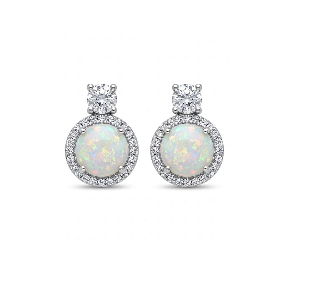 Sterling Silver Round cut Opal Earrings