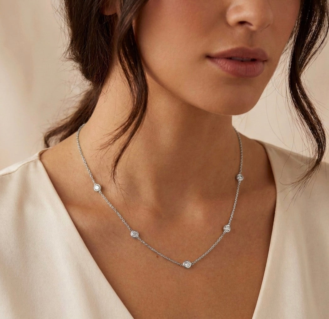 Sterling Silver Station Necklace