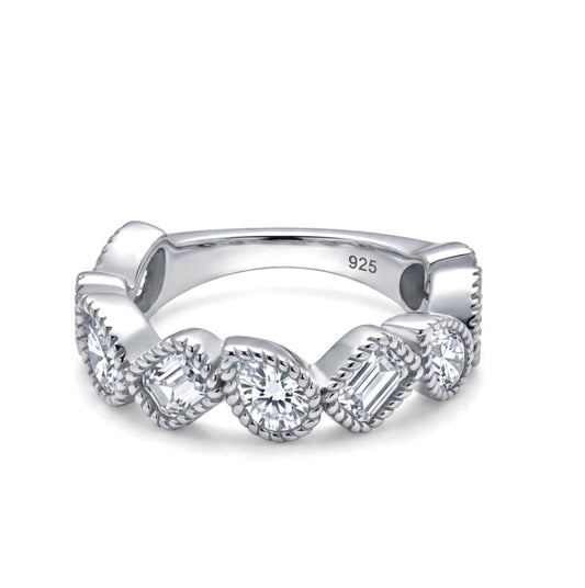 Sterling Silver Multi-cut Ladies Band