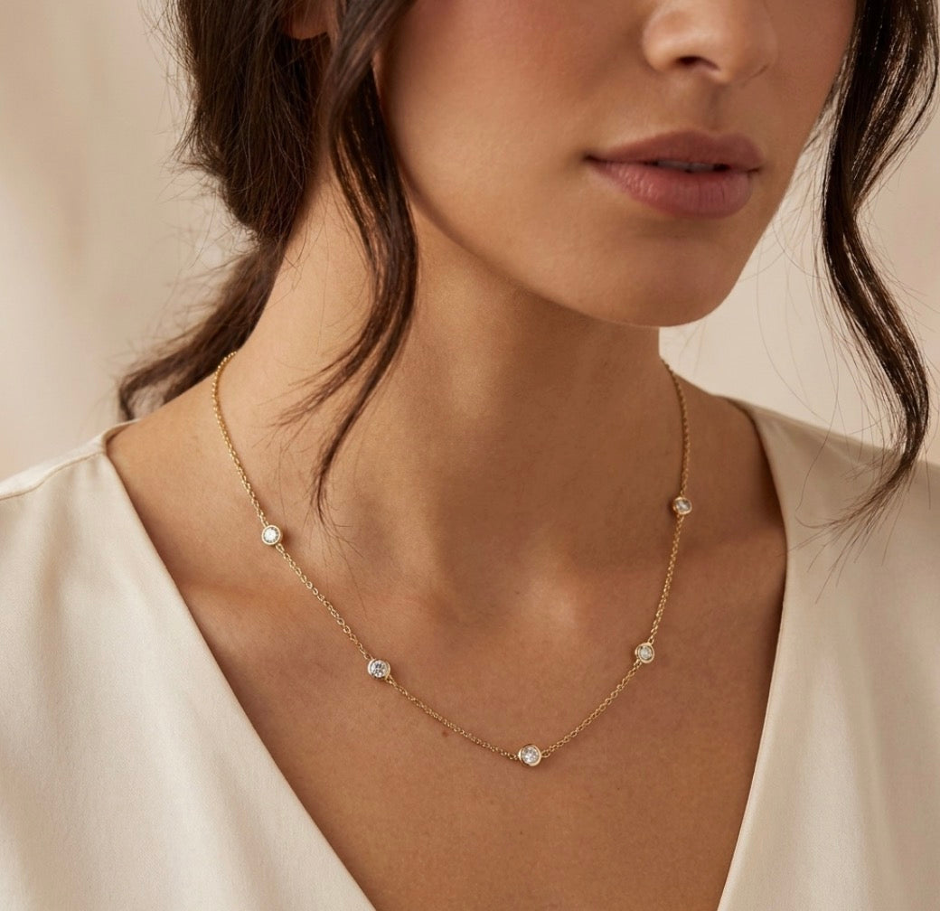 Sterling Silver Gold Plated Station Necklace