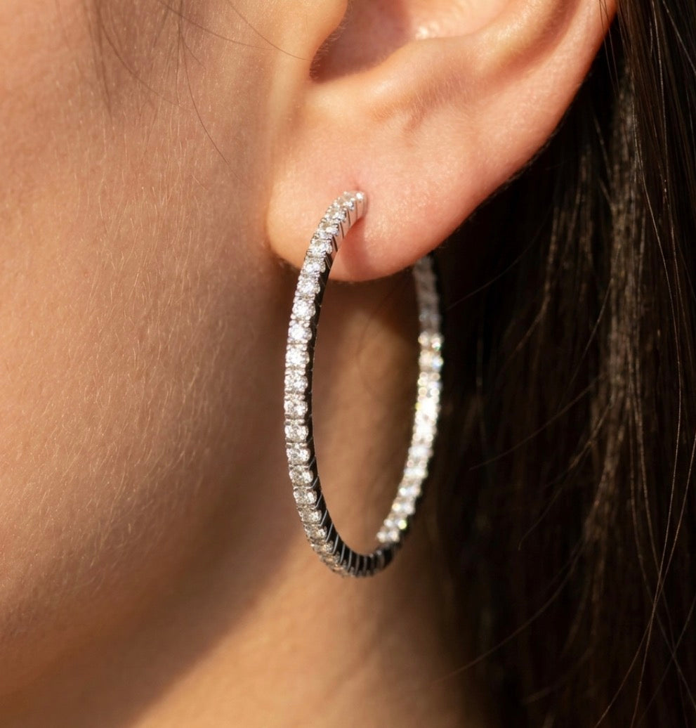 Inside-Out Round Shape 1.74- inch 2.00 ct. Hoop Earrings