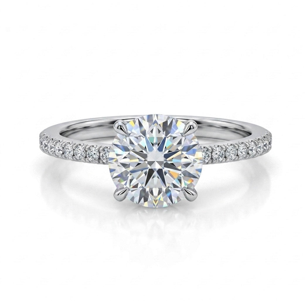 Sterling Silver Brilliant Cut 4 prong Ring