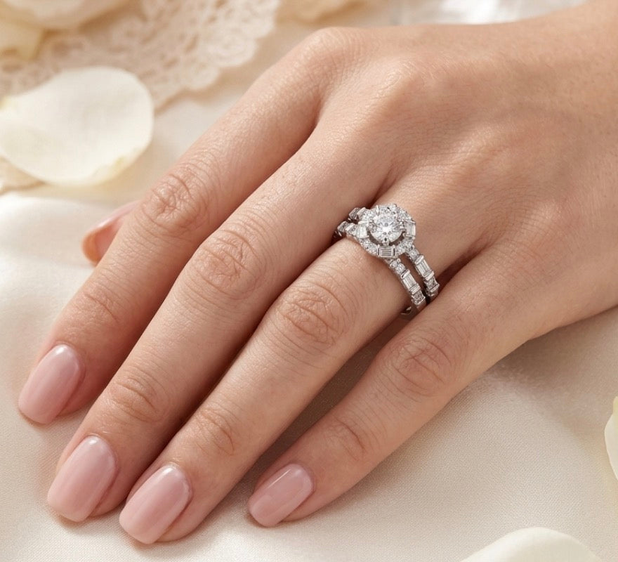 Sterling Silver Wedding Ring Set
