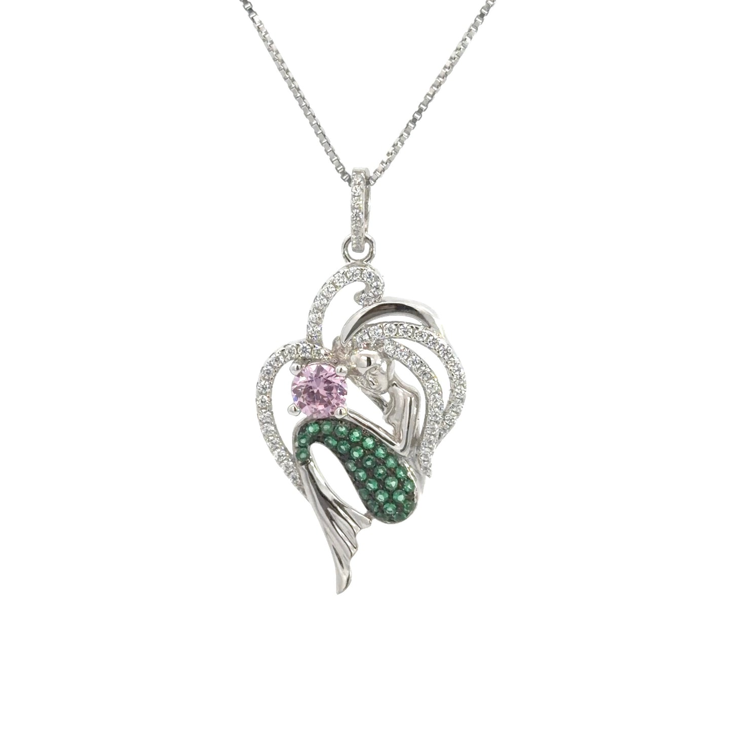 Sterling Silver Mermaid Cubic Zirconia Necklace