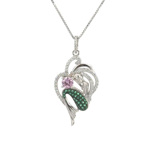Sterling Silver Mermaid Cubic Zirconia Necklace