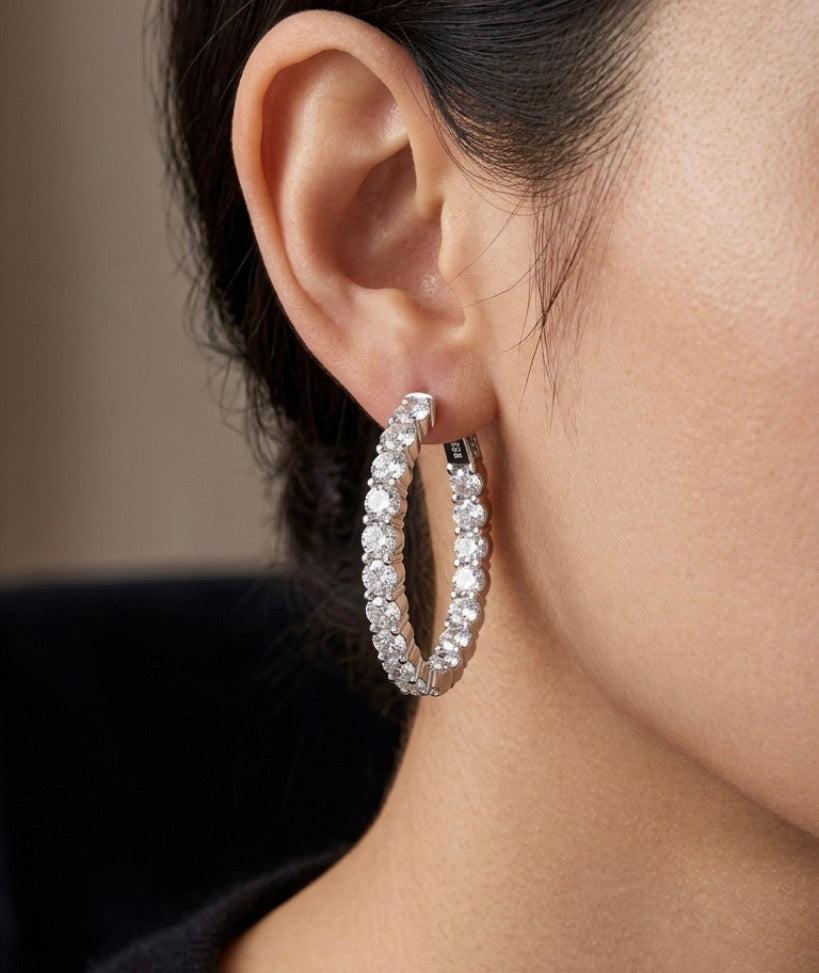 Inside-Out Oval Shape 1.34-inch 7.20ct.Hoop Earrings