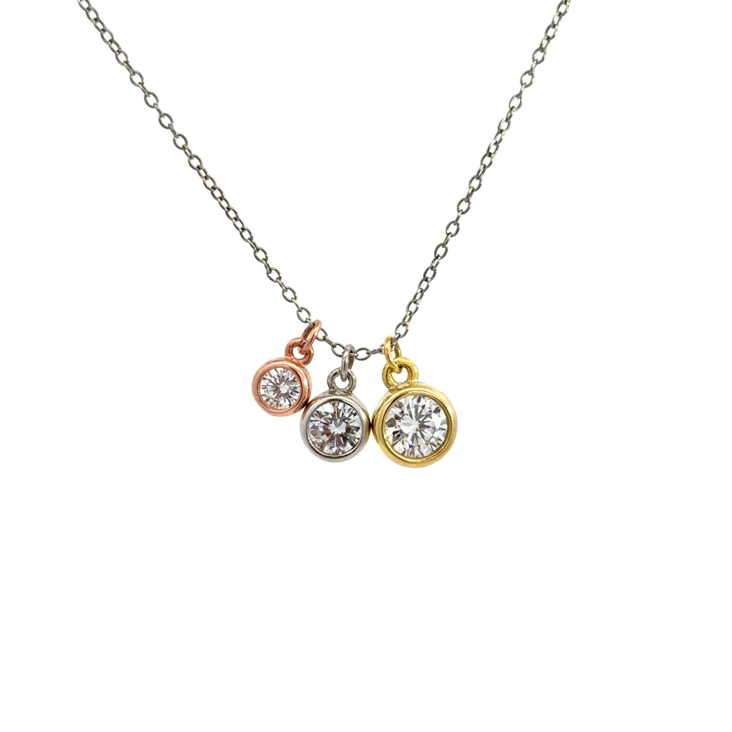 Tri-tone bezel set Necklace