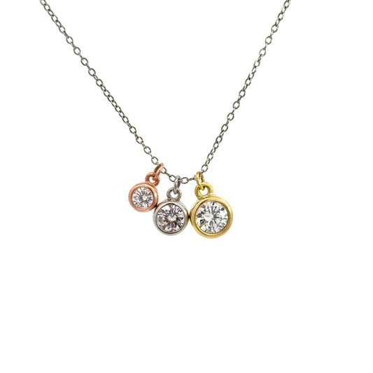 Tri-tone bezel set Necklace