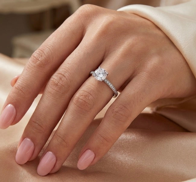 Sterling Silver Classic 4-prong Brilliant Cut Ring