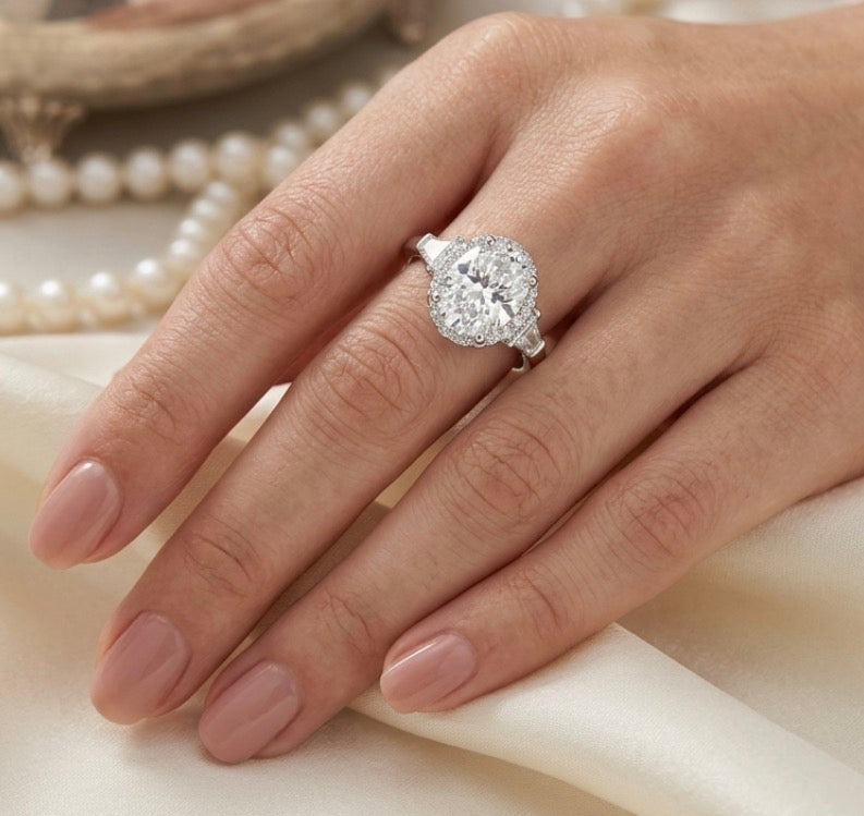 Sterling Silver Oval Halo Ring
