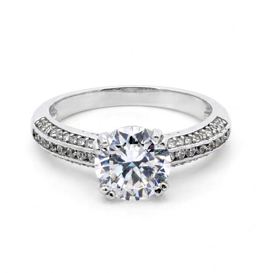 Sterling Silver Pavé Encrusted 4 Prong Ring