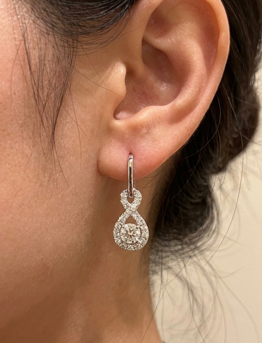 Sterling Silver Infinity Halo Drop Earrings