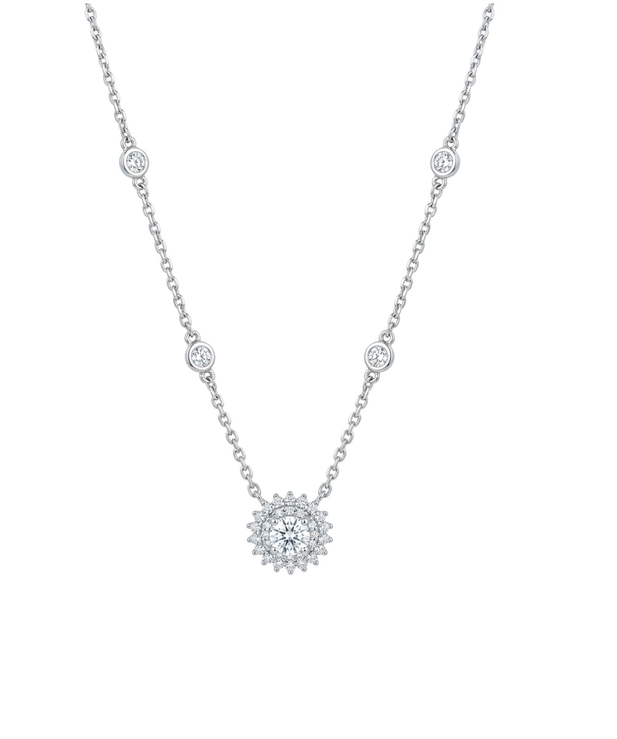 Sterling Silver Sunburst Station Necklace