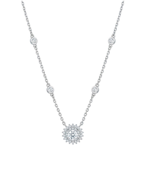 Sterling Silver Floral Design Station Necklace