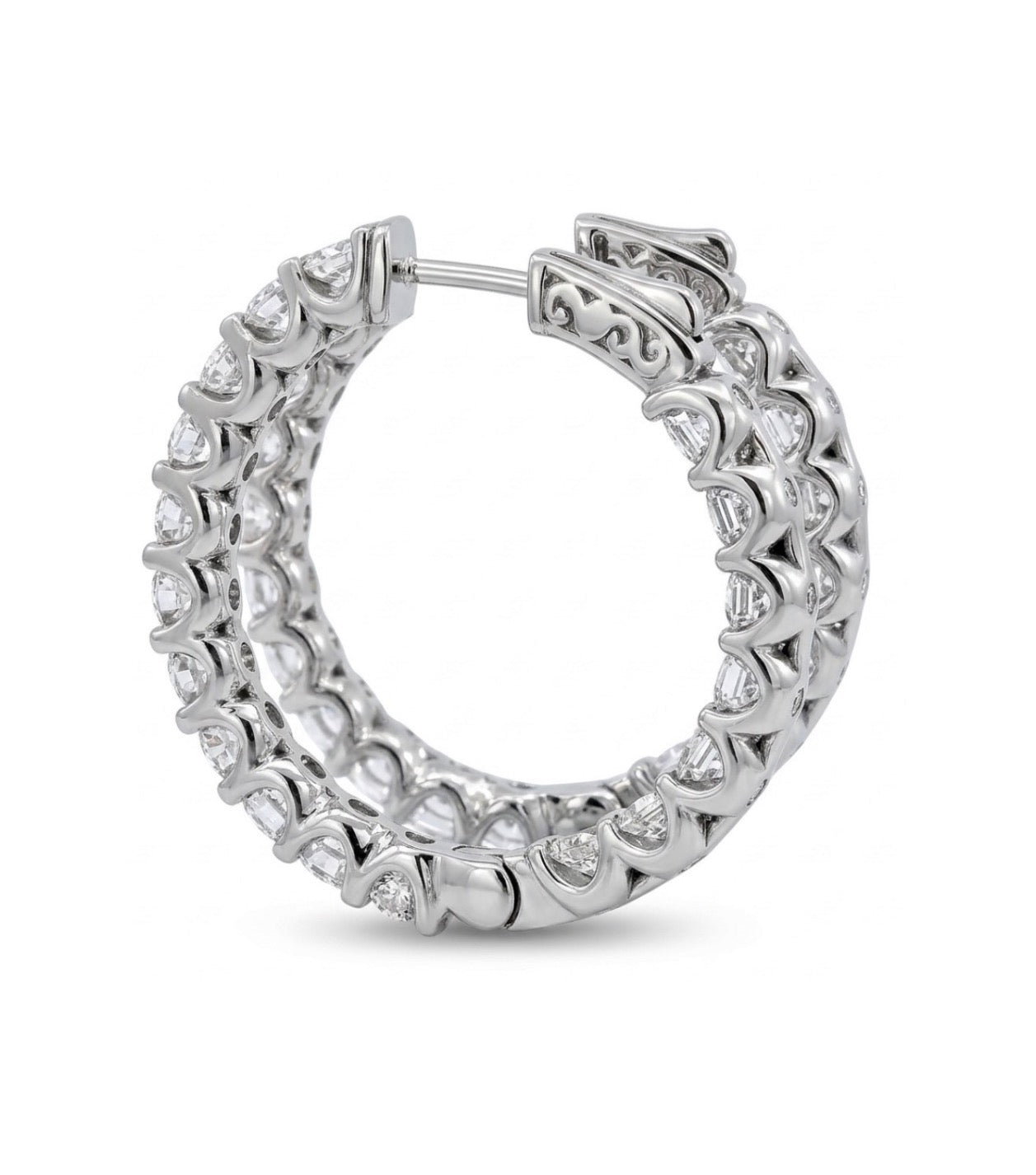 Inside-Out Round Shape 1.25-inch 5.40 ct. Hoop Earrings