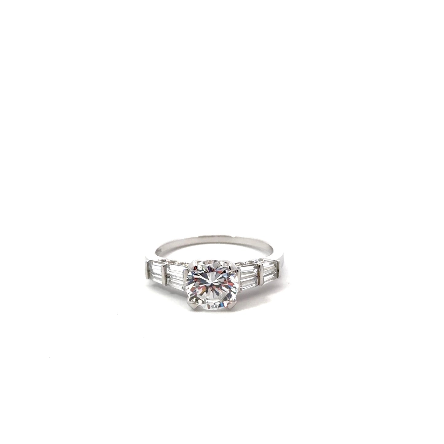 Sterling Silver Cathedral Style Engagement Ring