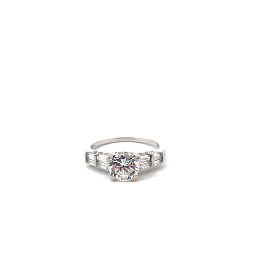 Sterling Silver Cathedral Style Engagement Ring