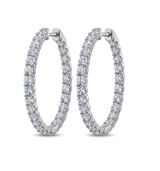 Inside-Out Round Shape 1.30-inch 5.00 ct.Hoop Earrings