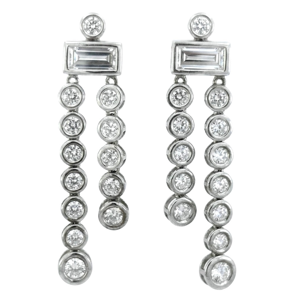 Bezel Set Double Drop Earrings