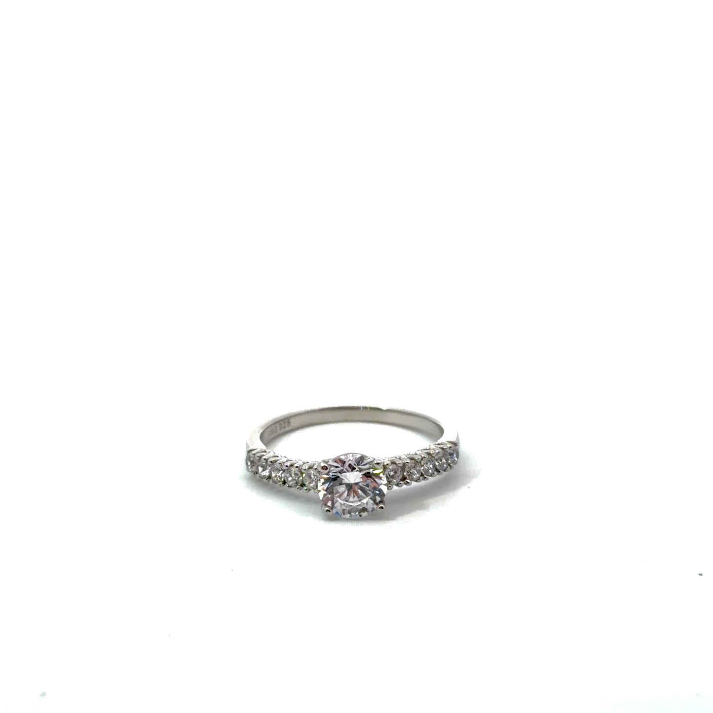 Sterling Silver Pave Encrusted Engagement Ring