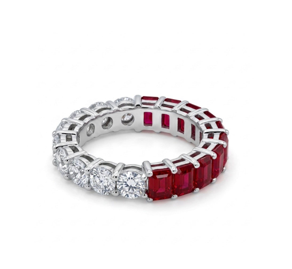 Sterling Silver Two Tone  Eternity Ladies Band