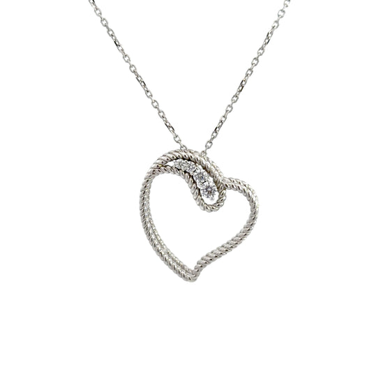 Elegant Twist Open Heart Pendant Necklace