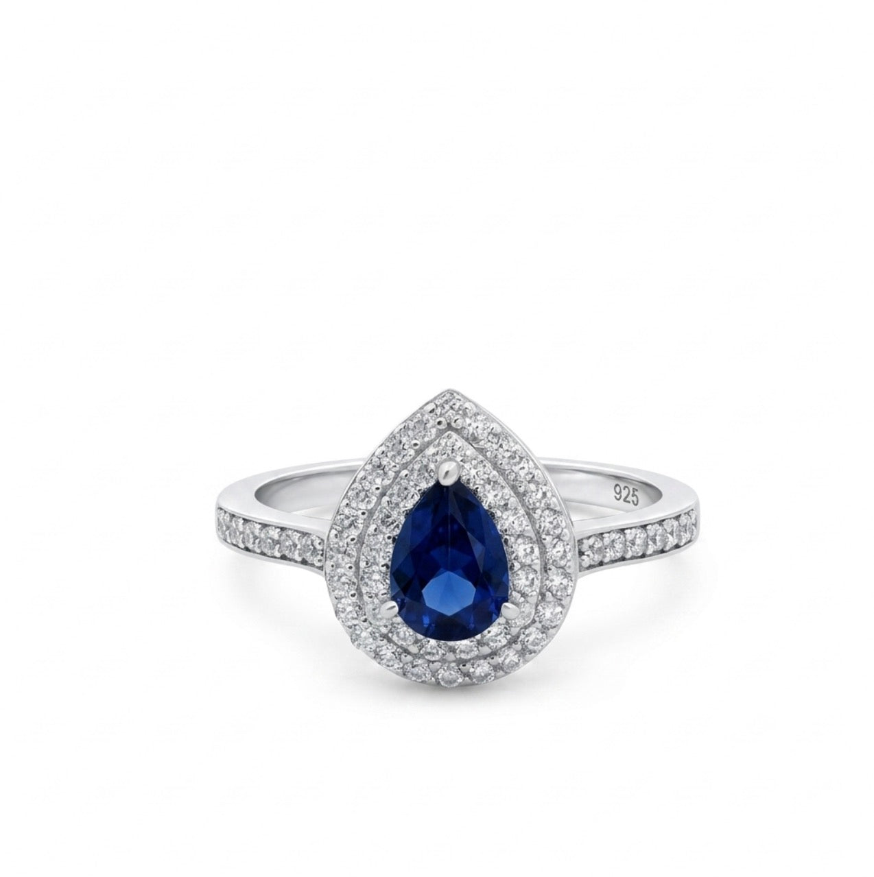 Sterling Silver Teardrop-cut Sapphire Ring