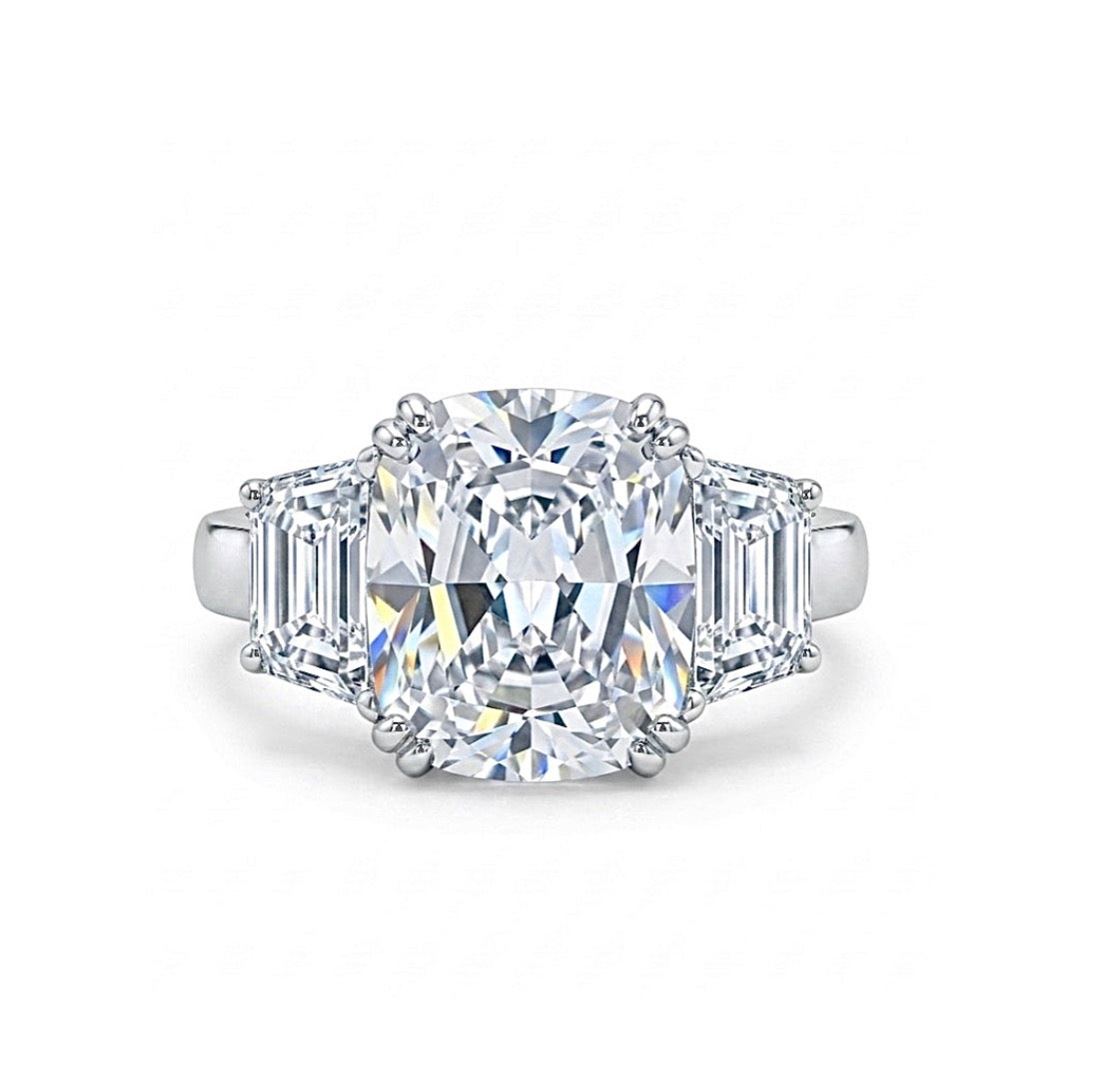 Sterling Silver Cushion cut 3 Stone Ring