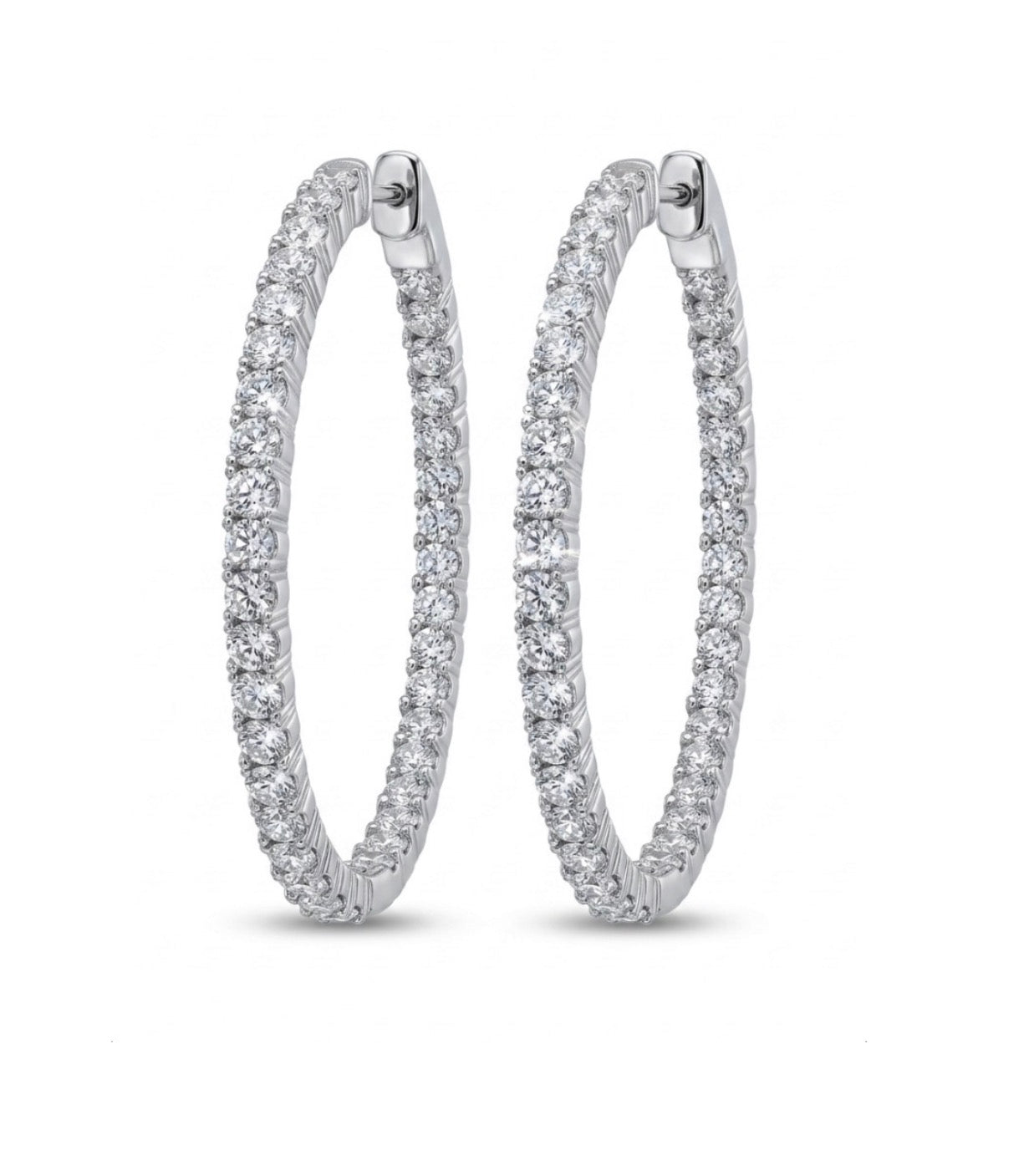 Inside-Out Oval Shape 1.40- inch 5.46 ct.Hoop Earrings