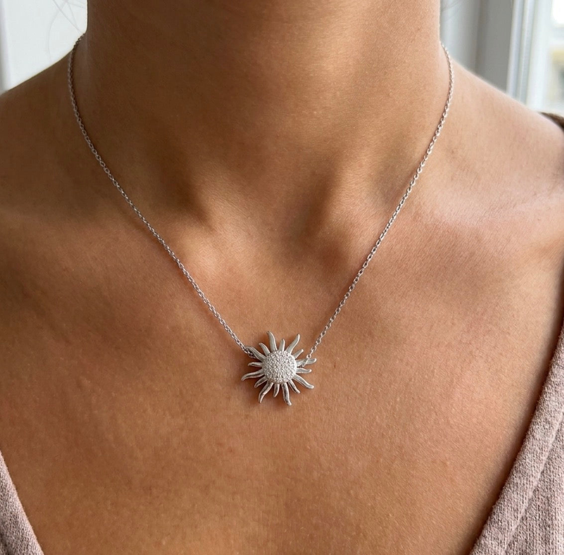 Sterling Silver Sunburst Necklace