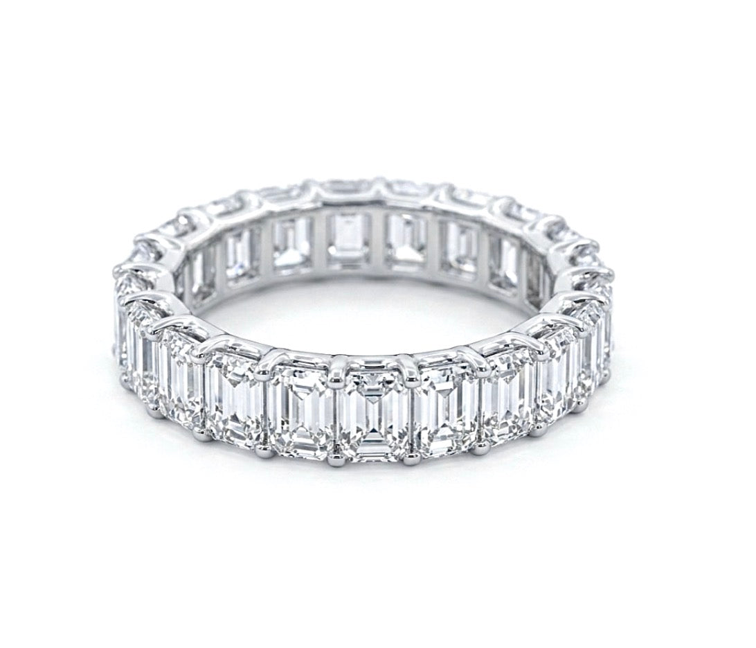 Sterling Silver Emerald cut Eternity Ring