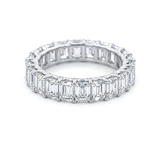 Sterling Silver Emerald cut Eternity Ladies Band