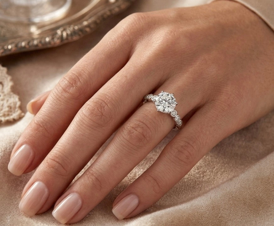 Sterling Silver Brilliant Cut 6-Prongs Cubic Zirconia Ring