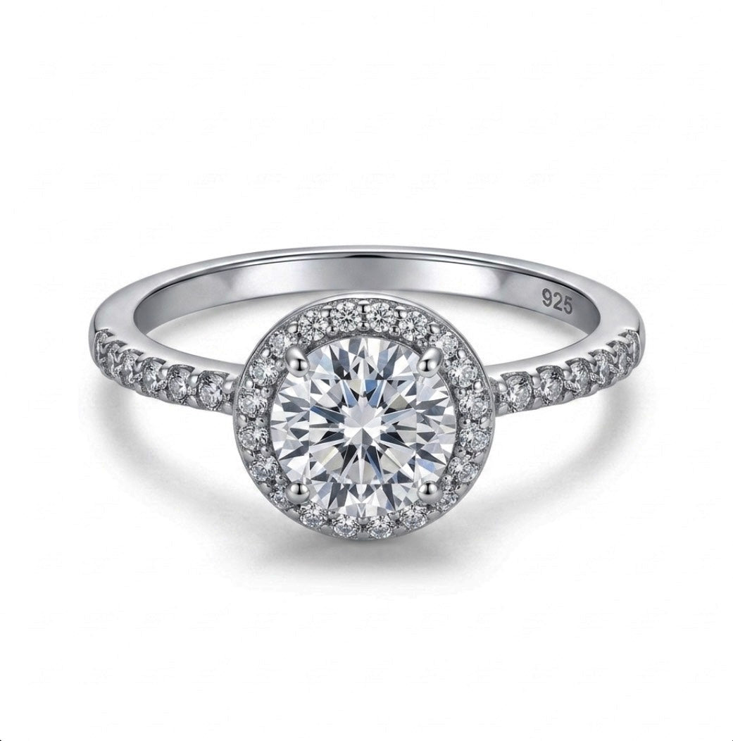 Sterling Silver Round Halo Ring