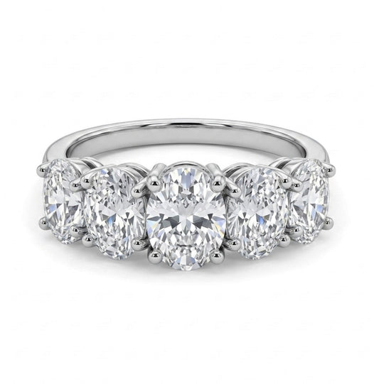 Sterling Silver 5-Stone Oval-cut  Ring