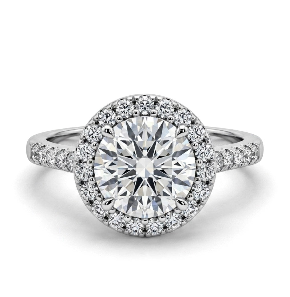 Sterling Silver Brilliant Cubic Zirconia Halo Ring