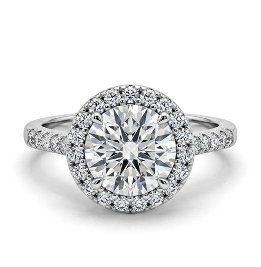 Sterling Silver Brilliant Cubic Zirconia Halo Ring