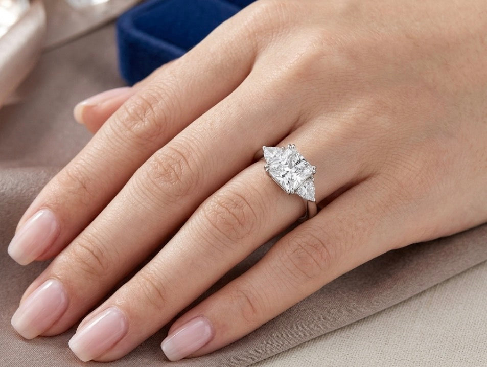 Sterling Silver Princesses-cut stone Ring