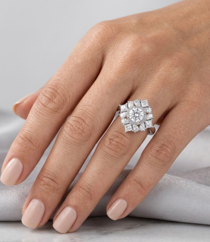 Sterling Silver Floral Design Ring