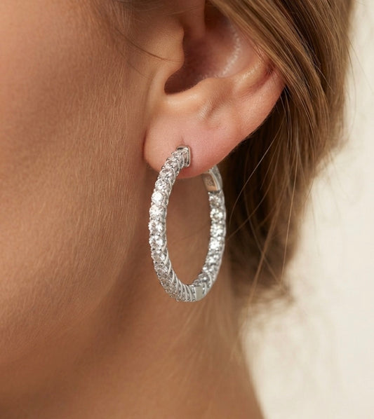 Inside-Out Round Shape 1.00-inch  1.50 ct Hoop Earrings