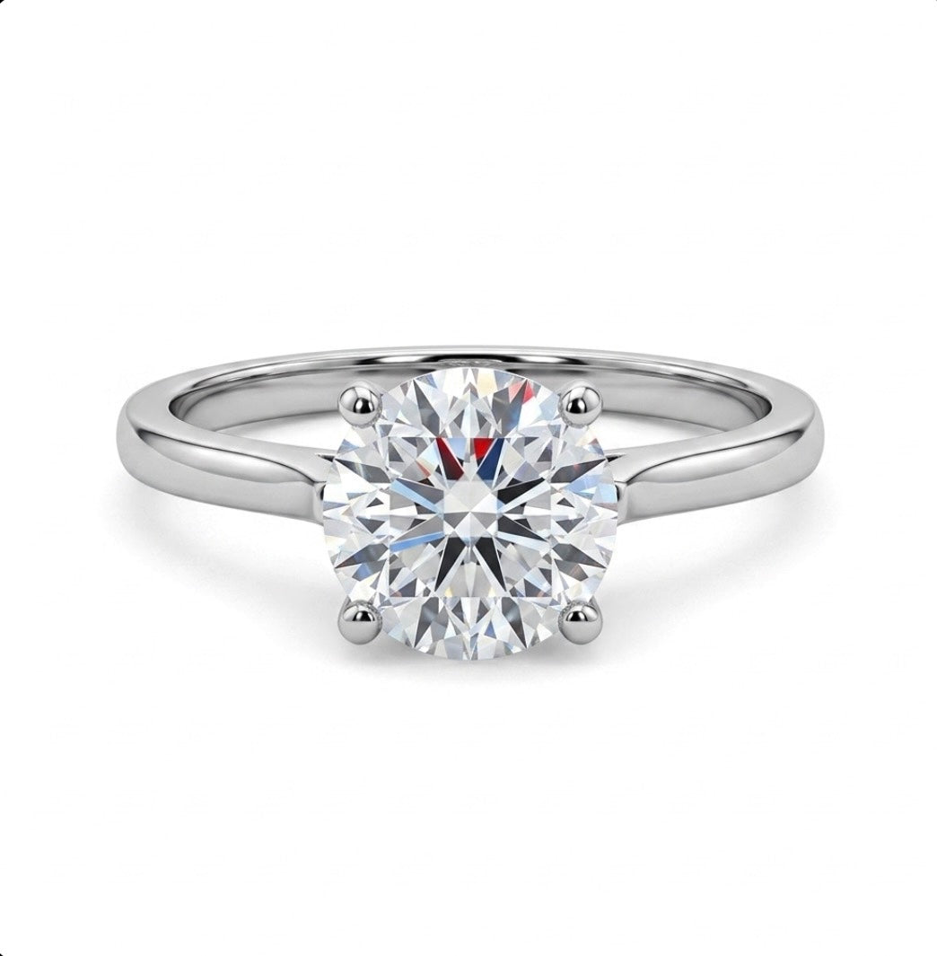 Sterling Silver 4-prongs Solitaire Engagement Ring