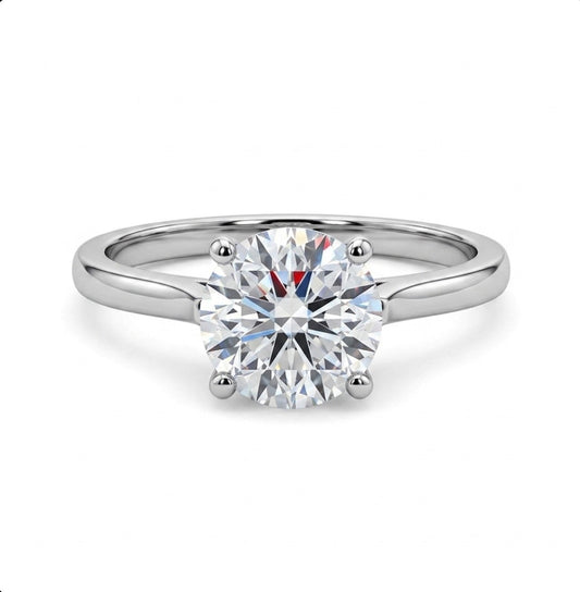 Sterling Silver 4-prongs Solitaire Engagement Ring