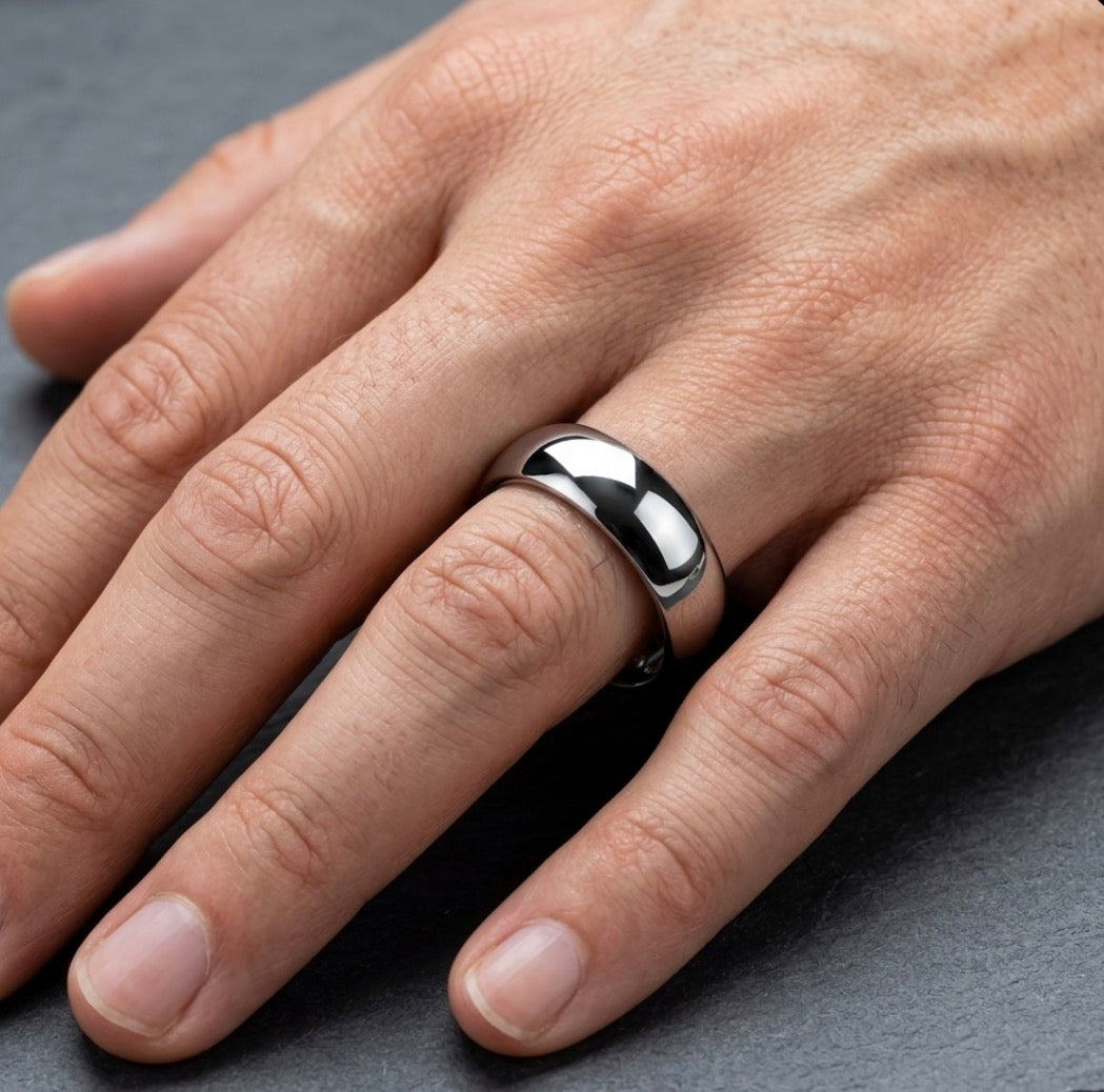 The Horizon Slim: 6mm High-Polish Domed Tungsten Band