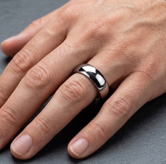 The Horizon Slim: 6mm High-Polish Domed Tungsten Band